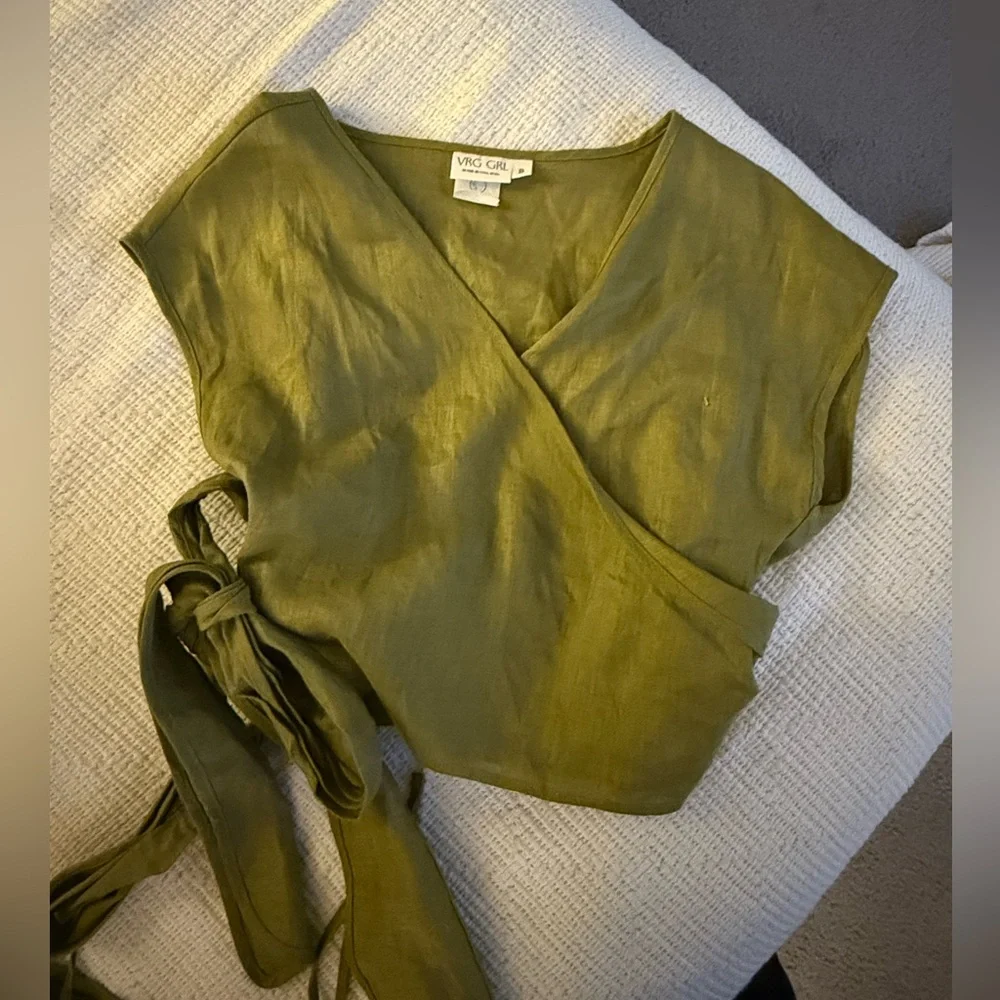 NWT VEG GRL Sea Glass Linen Wrap Top & Skirt - Picture 3 of 6